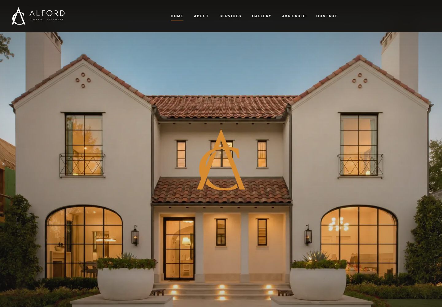 Alford Custom Builders website shown in a browser window