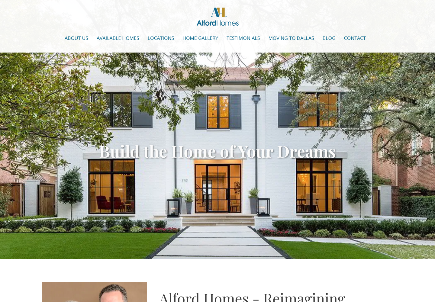 Alford Homes website shown in a browser window